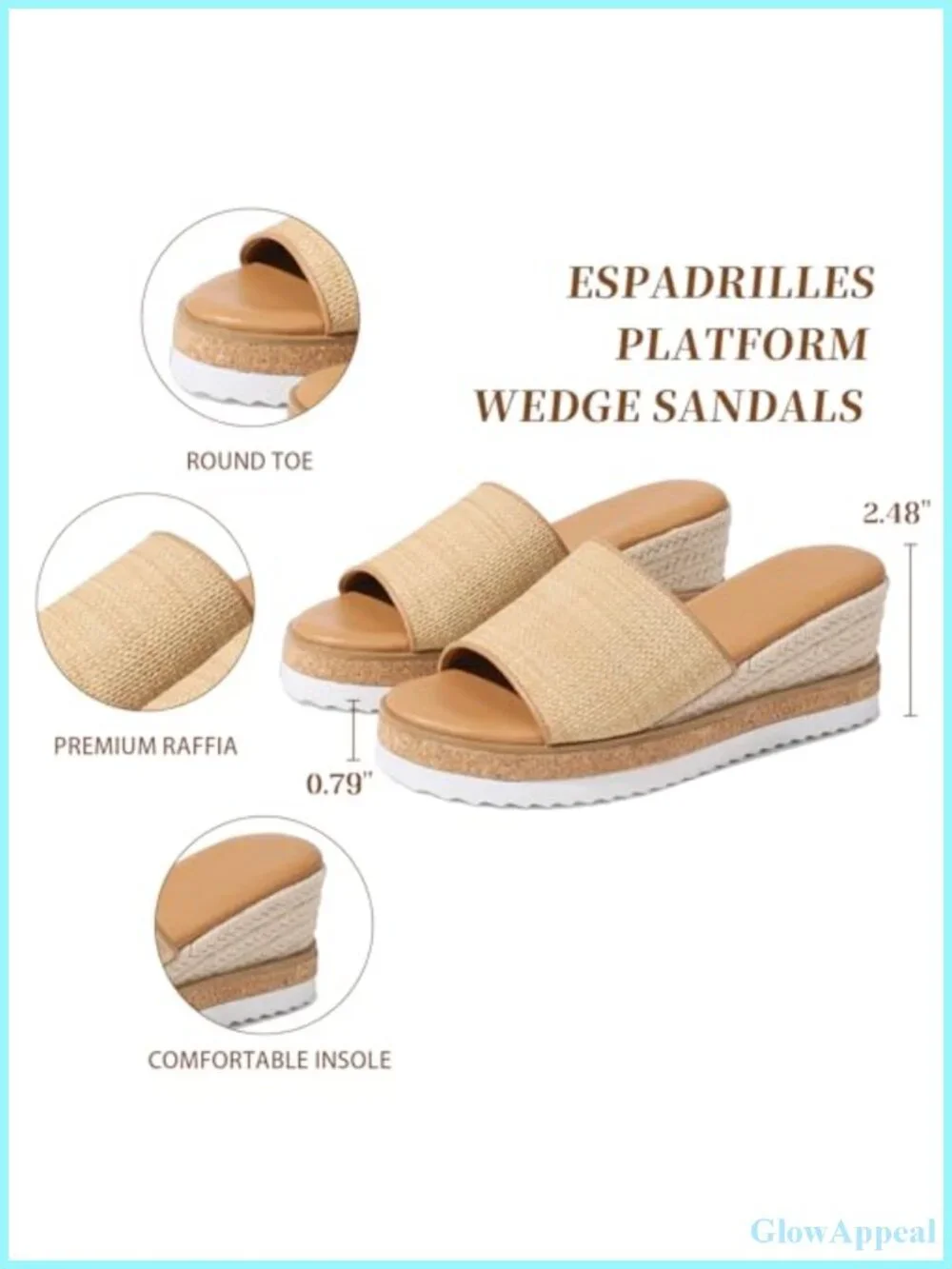 Womens Espadrille Wedge Sandals Slip On Platform Summer Beach Slide Comfortable